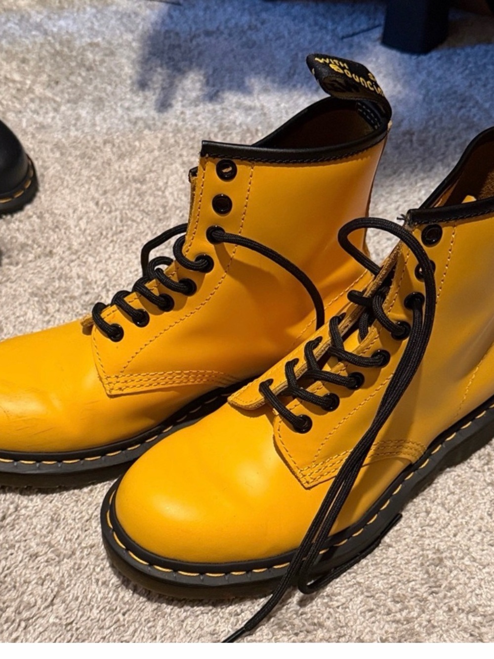 Dr. Martens Yellow Leather Lace-Up Women's Boots